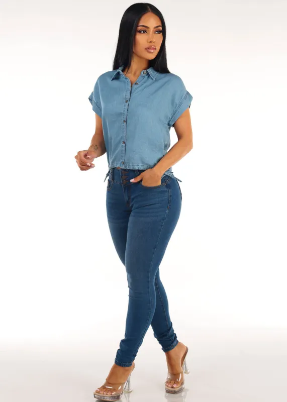 Denim Butt Lift Skinnies Look made by Moda