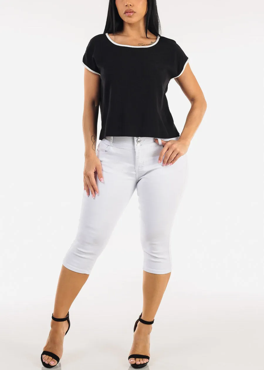 MX JEANS Butt Lift High Waisted Stretchy Denim Capris White sold by Moda product image thumbnail 2