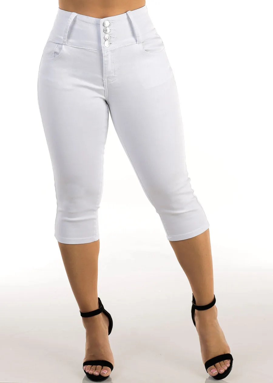 MX JEANS Butt Lift High Waisted Stretchy Denim Capris White sold by Moda product image thumbnail 3