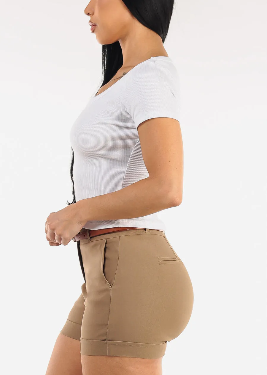 White Short Sleeve Round Neck Stretch Cotton Crop Top sold by Moda product image thumbnail 3