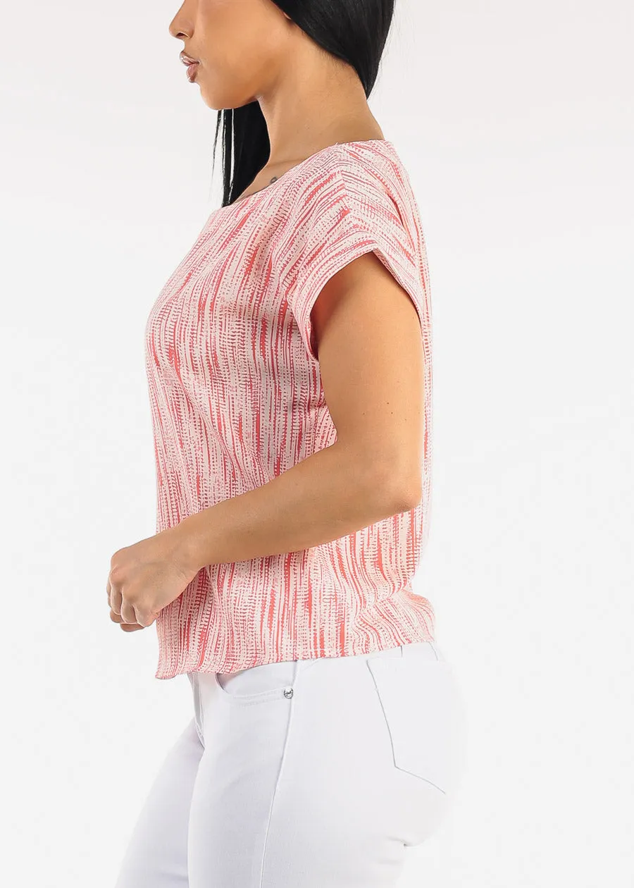 Short Sleeve Round Neck Printed Blouse Coral sold by Moda product image thumbnail 4