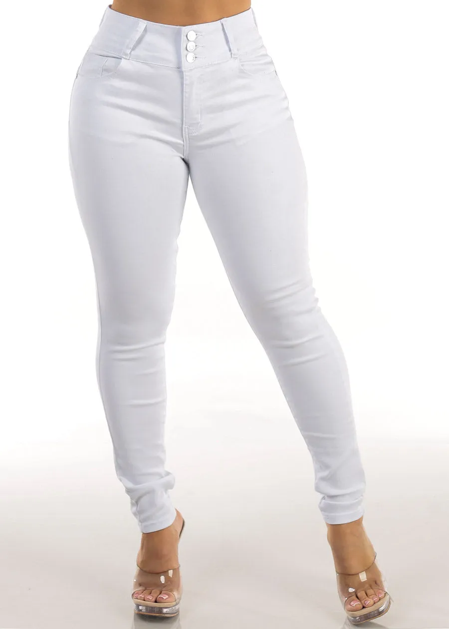 MX JEANS White Butt Lift High Waisted Stretch Skinny Jeans sold by Moda product image thumbnail 3