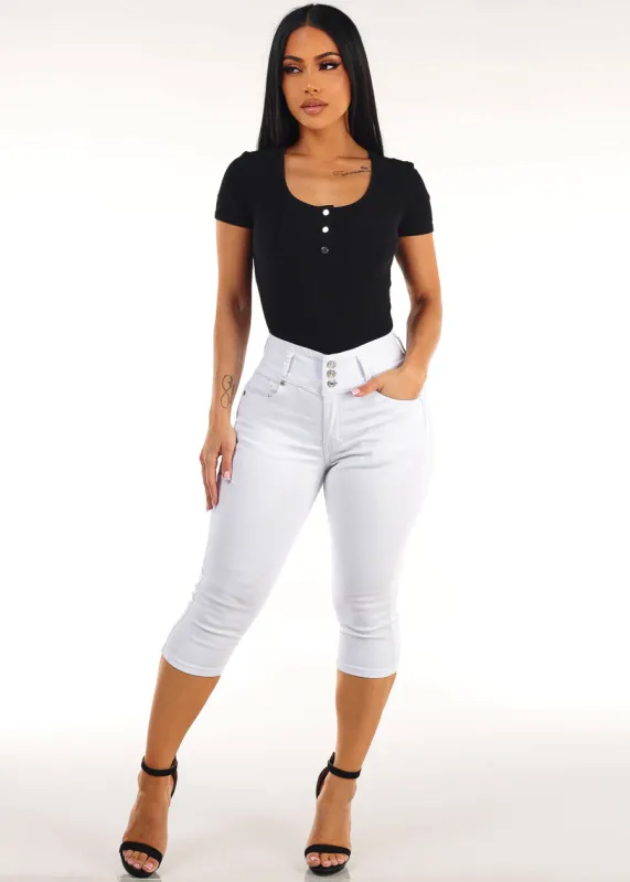 Black Butt Lift Denim Capris Outfit made by Moda