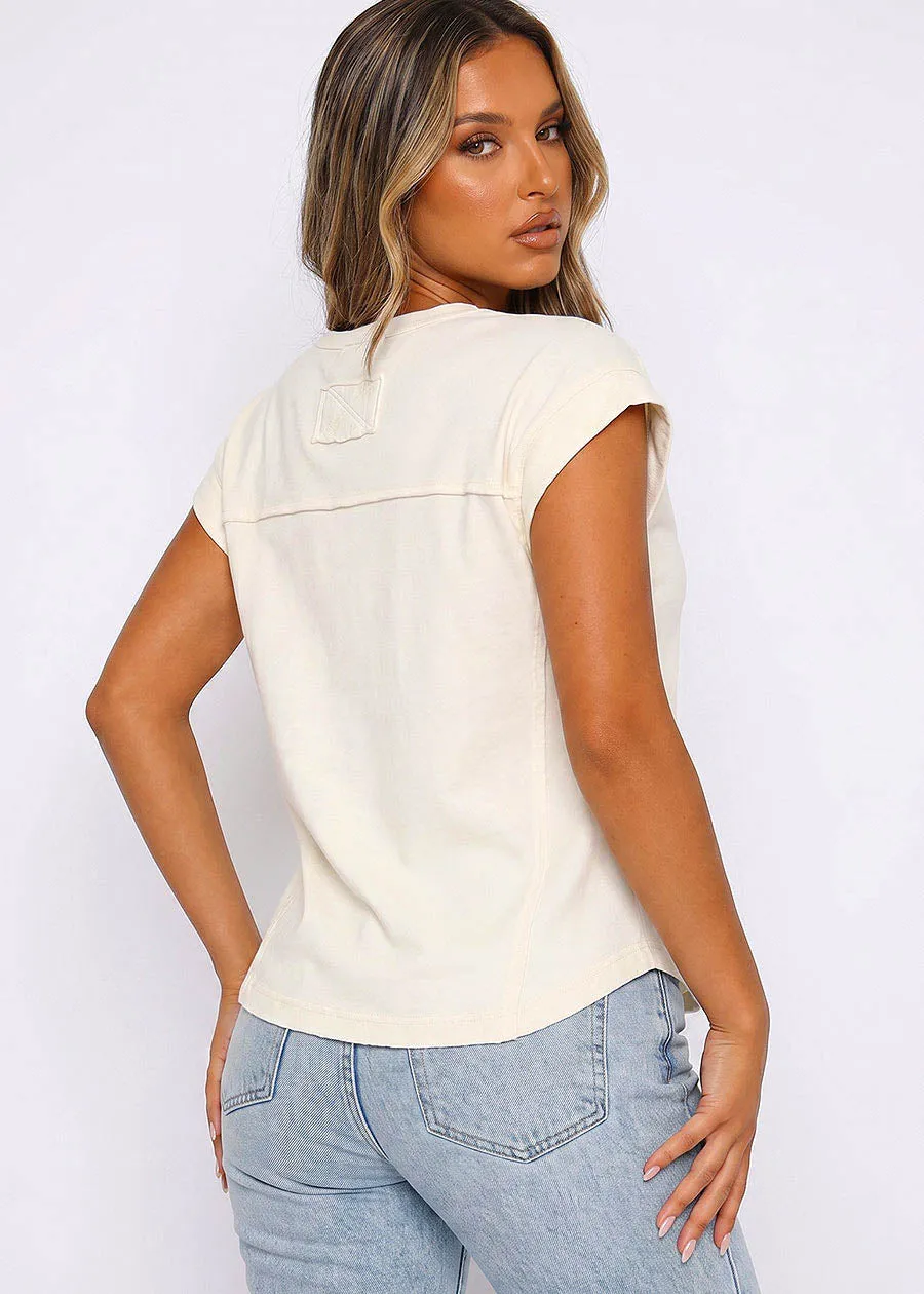 Henley Short Sleeve Mineral Wash Top Ivory sold by Moda product image thumbnail 2