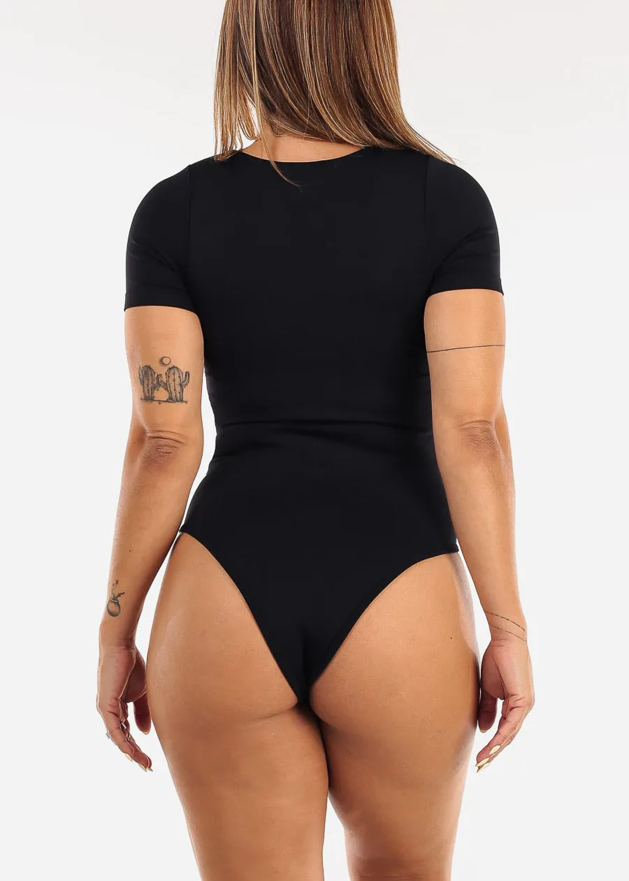 Short Sleeve Scoop Neck Stretch Bodysuit Black sold by Moda product image thumbnail 4