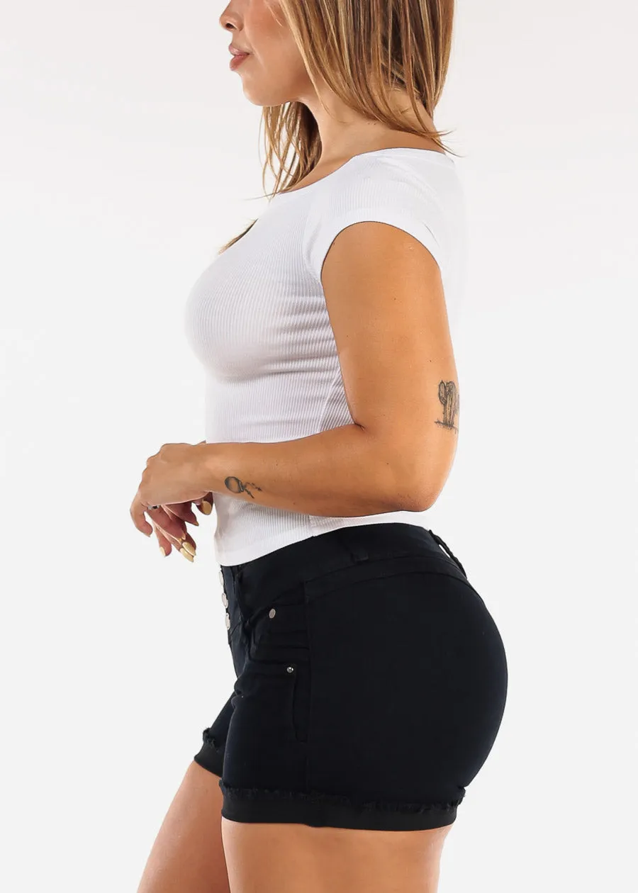 Cap Sleeve Boat Neckline Stretch Ribbed Top Off White sold by Moda product image thumbnail 3