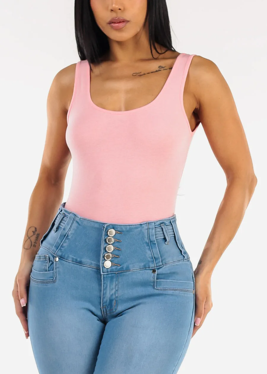 Sleeveless Scoop Neck Stretch Bodysuit Light Pink sold by Moda product image thumbnail 5