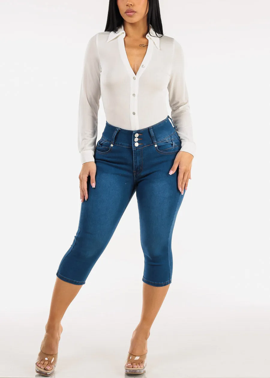 Stretch Long Sleeve Button Down Collared Blouse Ivory sold by Moda product image thumbnail 2