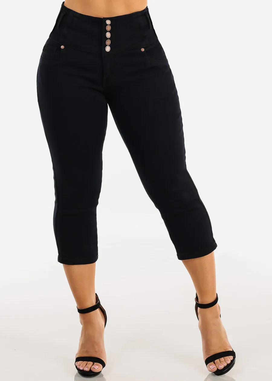MX JEANS Butt Lift High Waist Black Stretch Denim Capris sold by Moda product image thumbnail 3