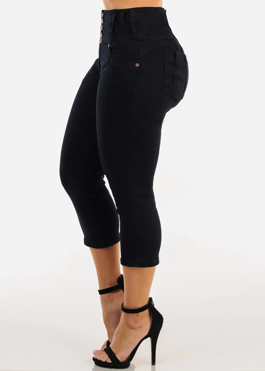 MX JEANS Butt Lift High Waist Black Stretch Denim Capris sold by Moda product image thumbnail 4