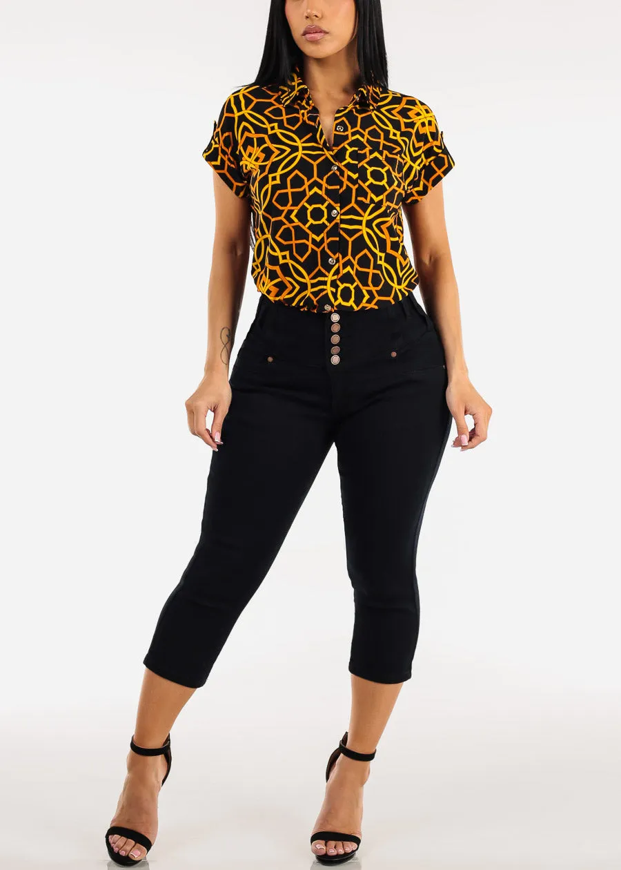 MX JEANS Butt Lift High Waist Black Stretch Denim Capris sold by Moda product image thumbnail 2