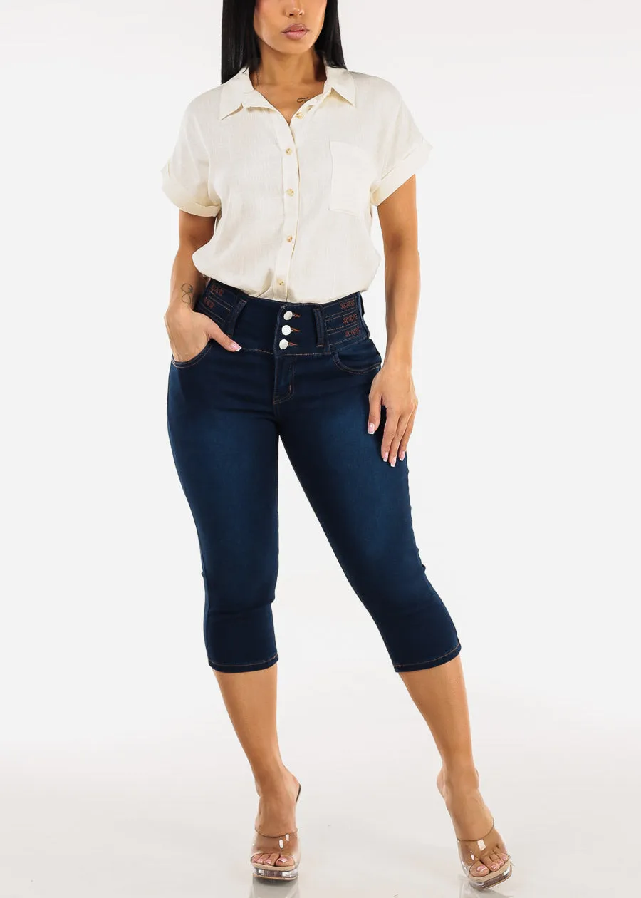 Short Sleeve Button Down Collared Blouse Off White sold by Moda product image thumbnail 2