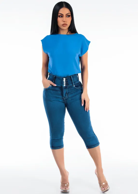 Blue Levantacola Capris Look made by Moda