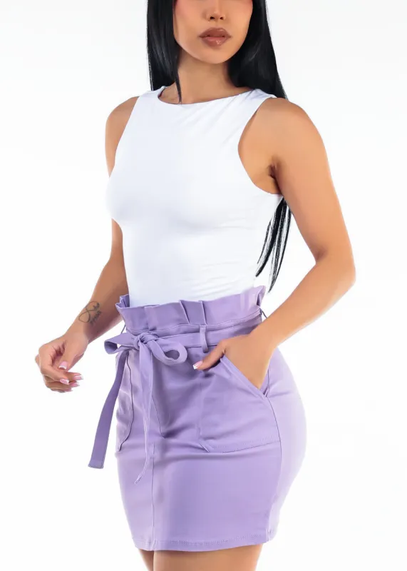 Sleeveless Boat Neckline Stretch Top White made by Ambiance