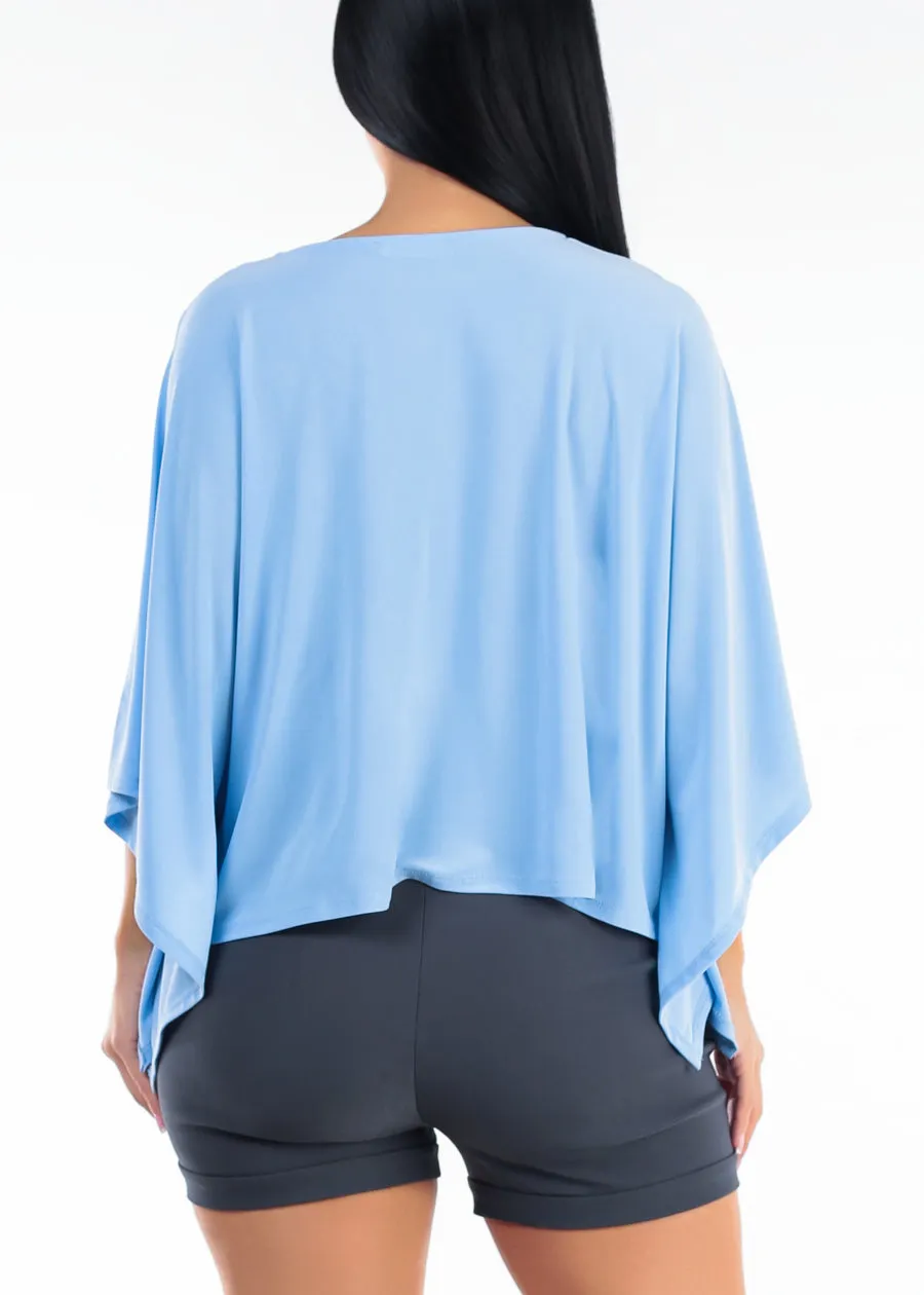 Vneck Poncho-Style Stretch Blouse Light Blue sold by Moda product image thumbnail 4