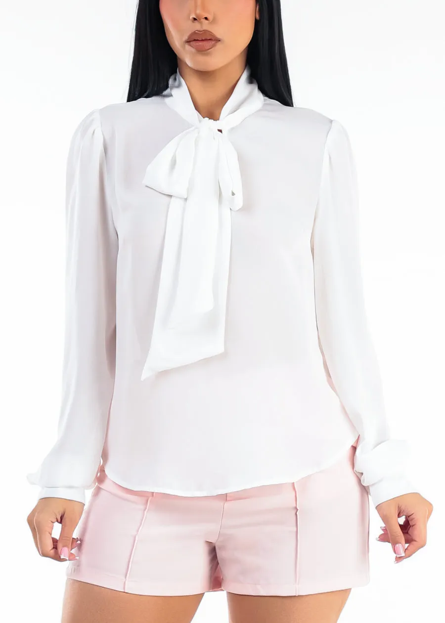 Long Sleeve Tie Neck Chiffon Blouse Off White sold by Moda product image thumbnail 5