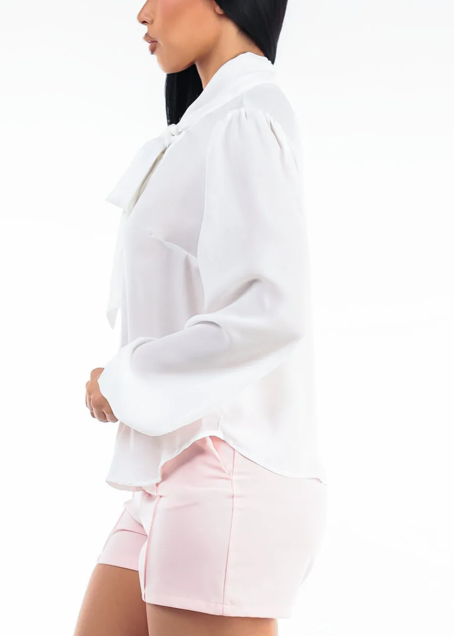 Long Sleeve Tie Neck Chiffon Blouse Off White sold by Moda product image thumbnail 3