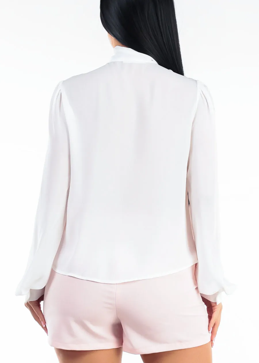 Long Sleeve Tie Neck Chiffon Blouse Off White sold by Moda product image thumbnail 4