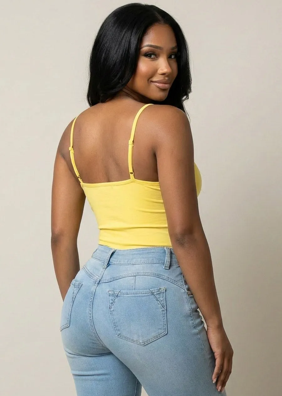 Sleeveless Scoop Neck Corset Style Stretch Crop Top Yellow sold by Moda product image thumbnail 2