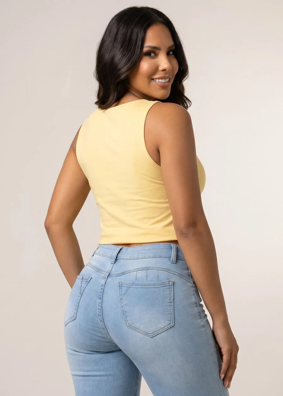 Sleeveless Boat Neckline Stretch Top Yellow sold by Moda product image thumbnail 2