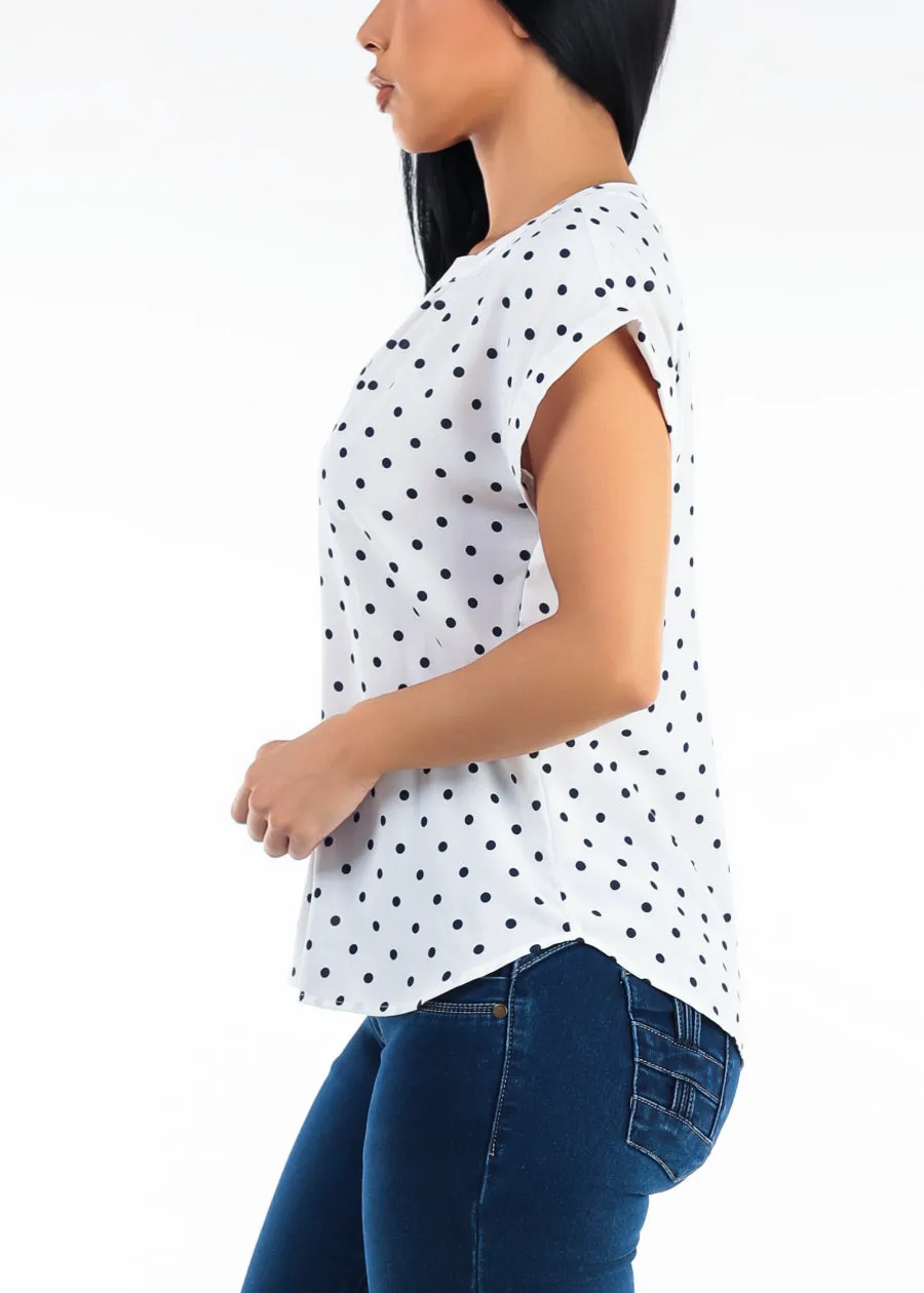 Short Sleeve Vneck Polka Dot Blouse Ivory sold by Moda product image thumbnail 3