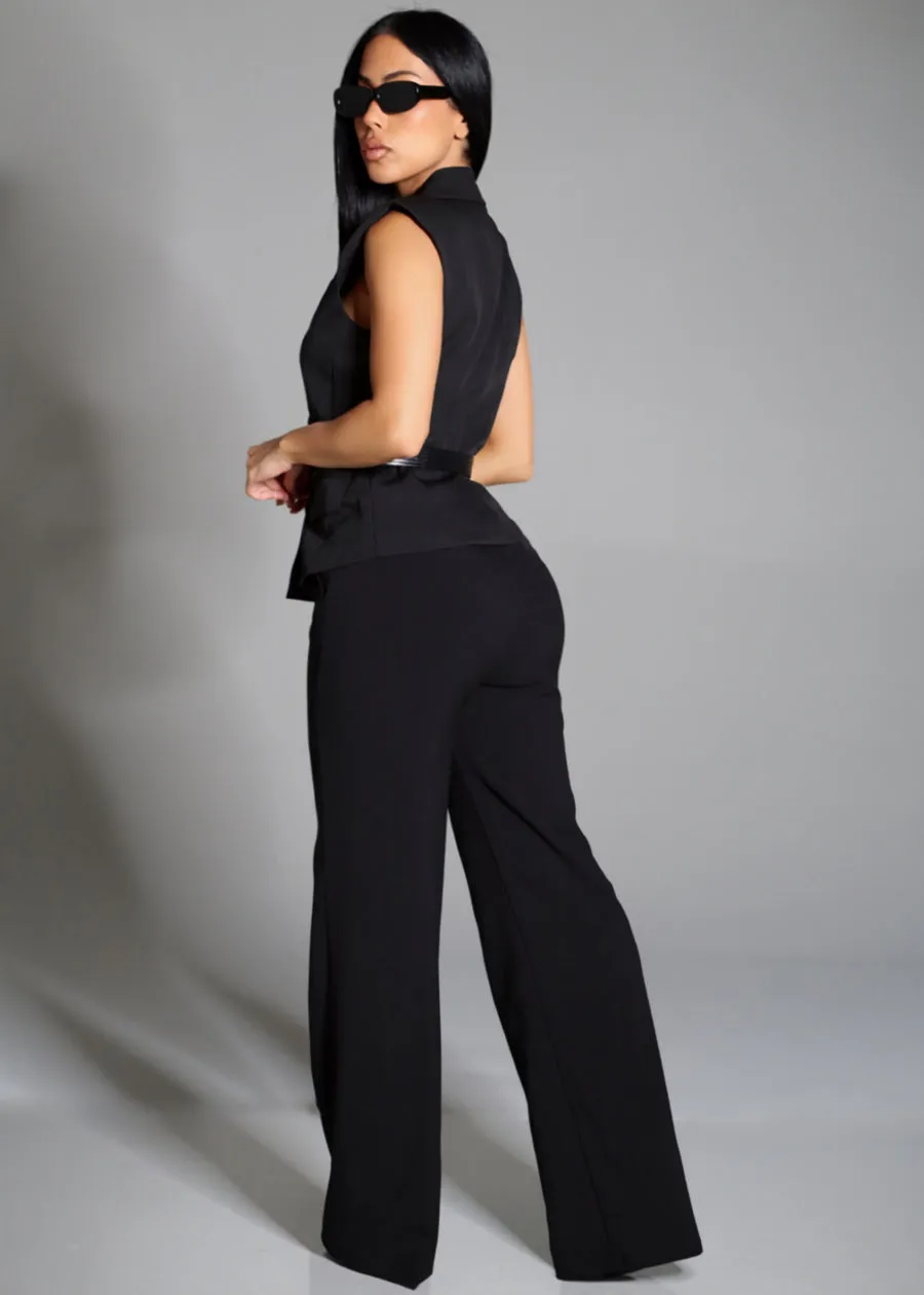 Super High Waist Stretch Wide Leg Dress Pants Black sold by Moda product image thumbnail 3