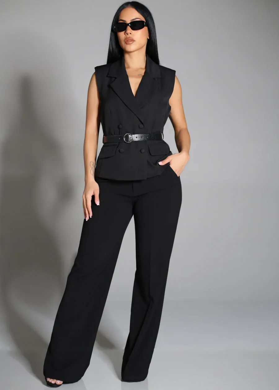 Super High Waist Stretch Wide Leg Dress Pants Black sold by Moda product image thumbnail 2