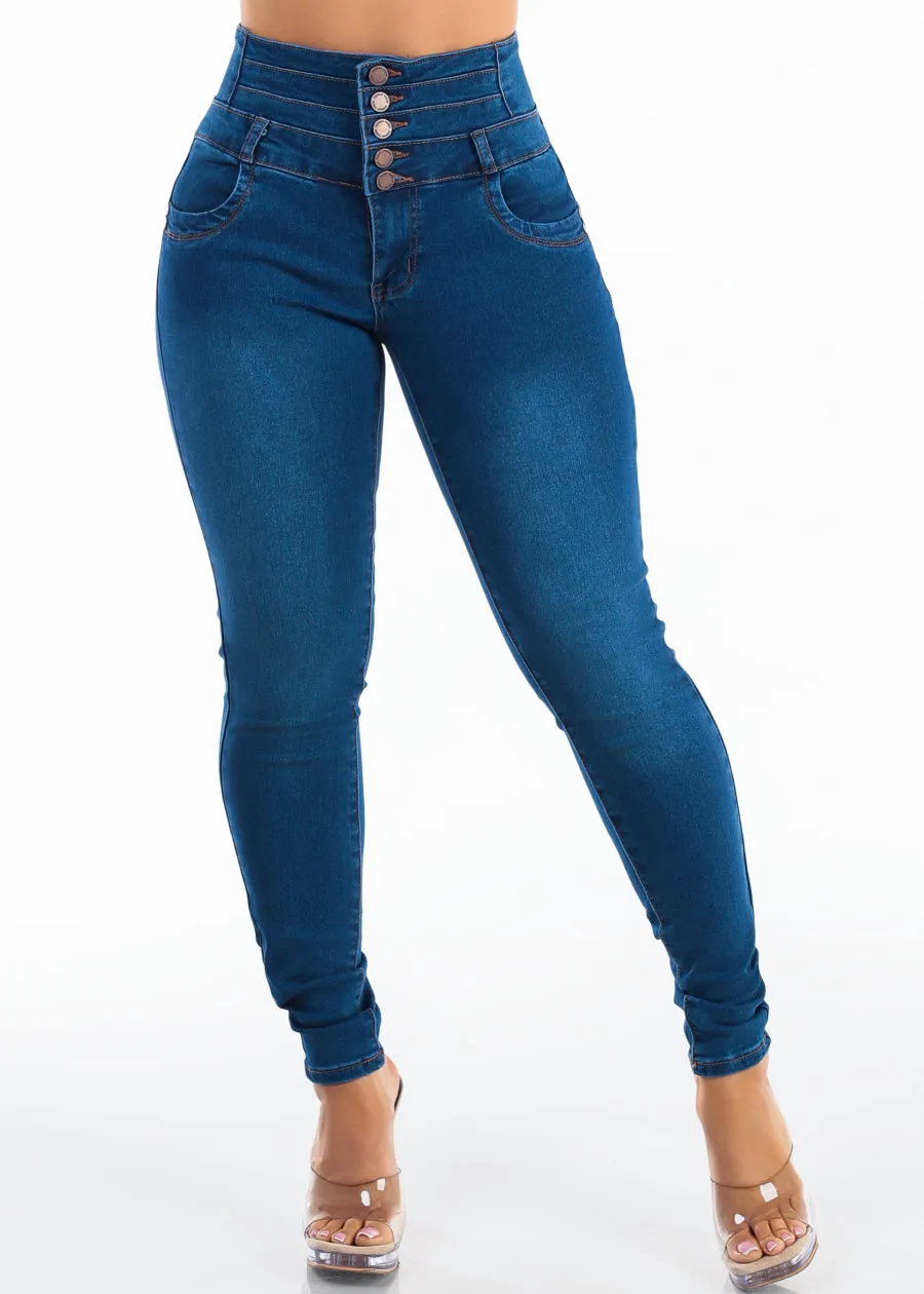 MX JEANS Butt Lift Thick Waist Stretch Skinny Jeans Dark Wash sold by Moda product image thumbnail 3
