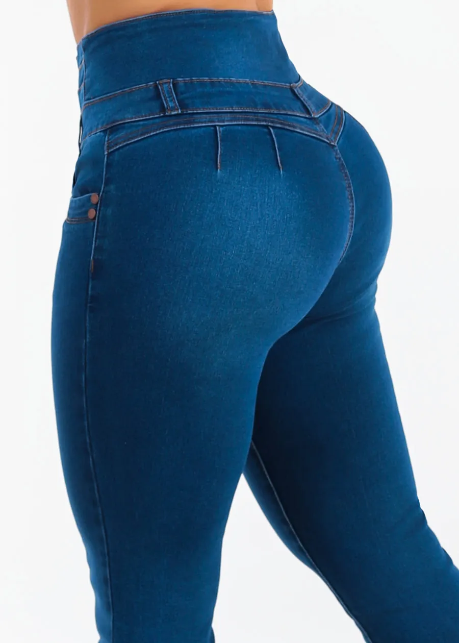 MX JEANS Butt Lift Thick Waist Stretch Skinny Jeans Dark Wash sold by Moda