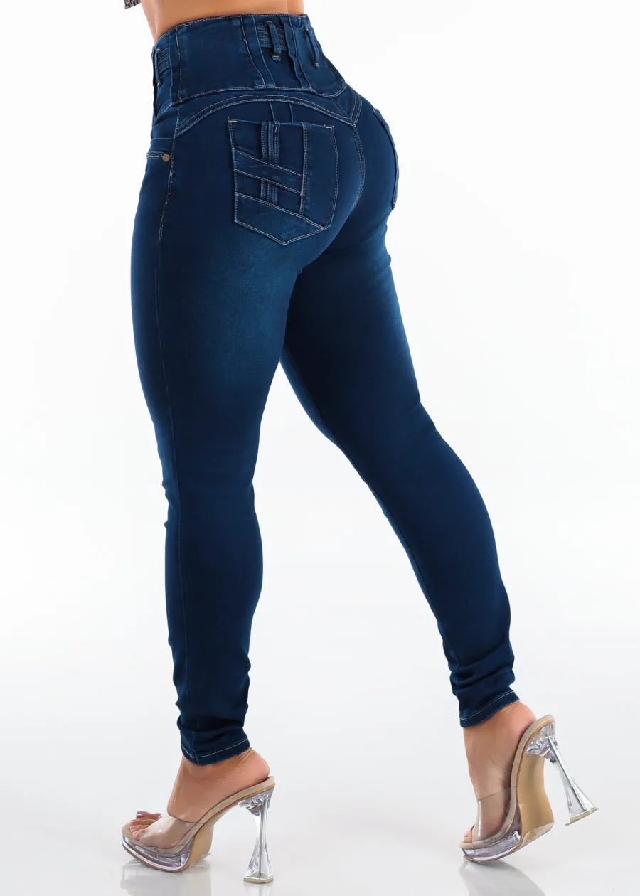 MX JEANS Butt Lift High Waist Stretch Skinny Jeans Dark Wash sold by Moda product image thumbnail 5