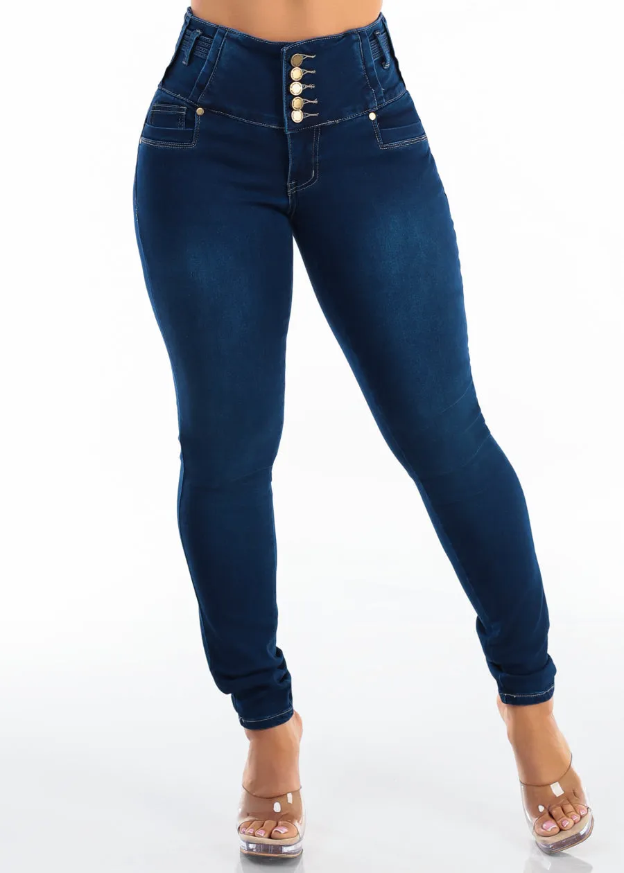 MX JEANS Butt Lift High Waist Stretch Skinny Jeans Dark Wash sold by Moda product image thumbnail 3
