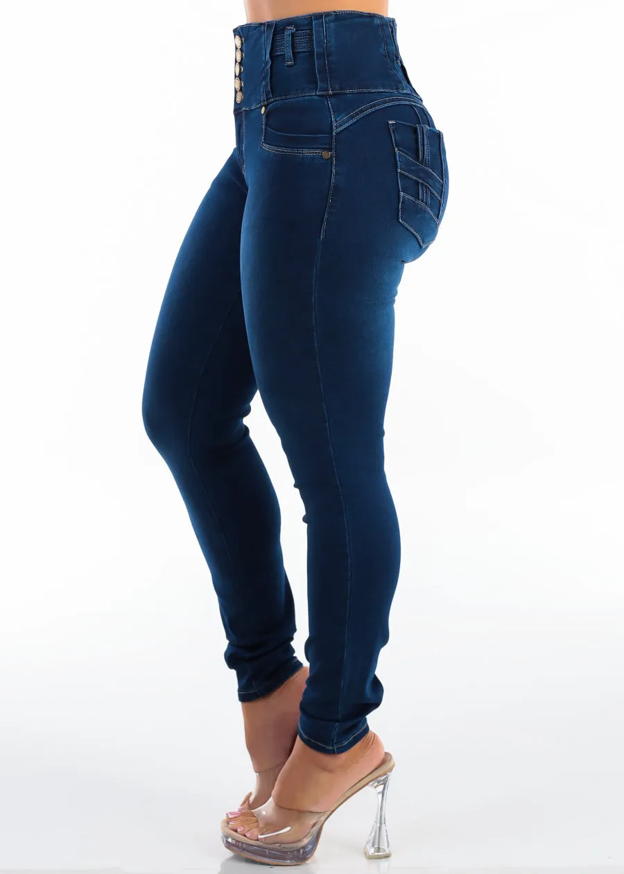 MX JEANS Butt Lift High Waist Stretch Skinny Jeans Dark Wash sold by Moda product image thumbnail 4