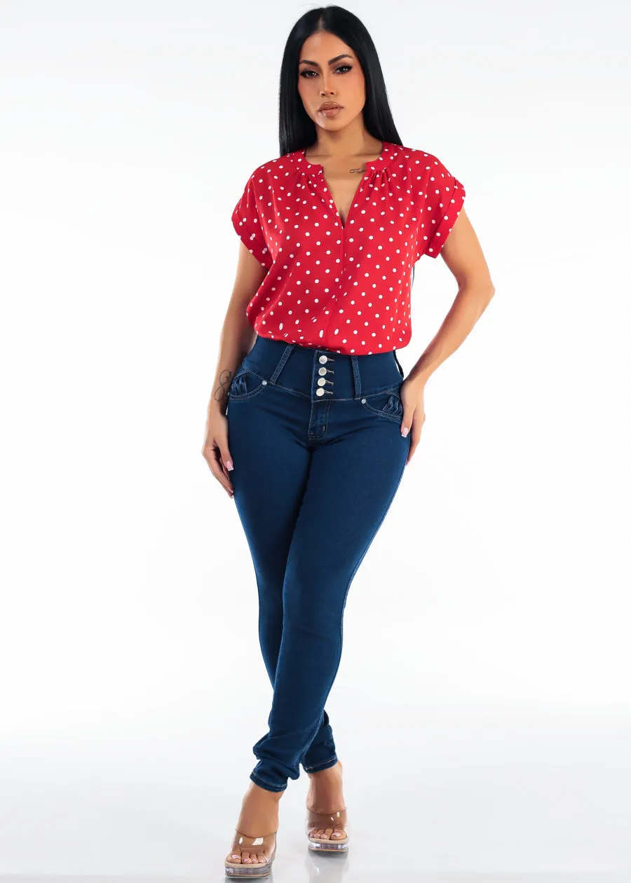 MX JEANS Butt Lift High Waist Stretch Skinny Jeans Dark Wash w Back Pocket Design sold by Moda product image thumbnail 2