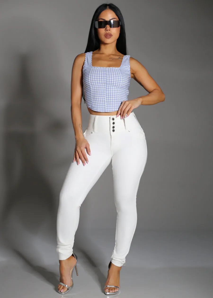 MX JEANS Butt Lift High Waist Stretch Skinny Jeans White w Back Pocket Design sold by Moda product image thumbnail 3