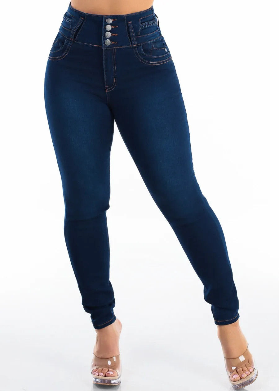 MX JEANS Levantacola Super High Waist Stretch Skinny Jeans Dark Blue sold by Moda product image thumbnail 3