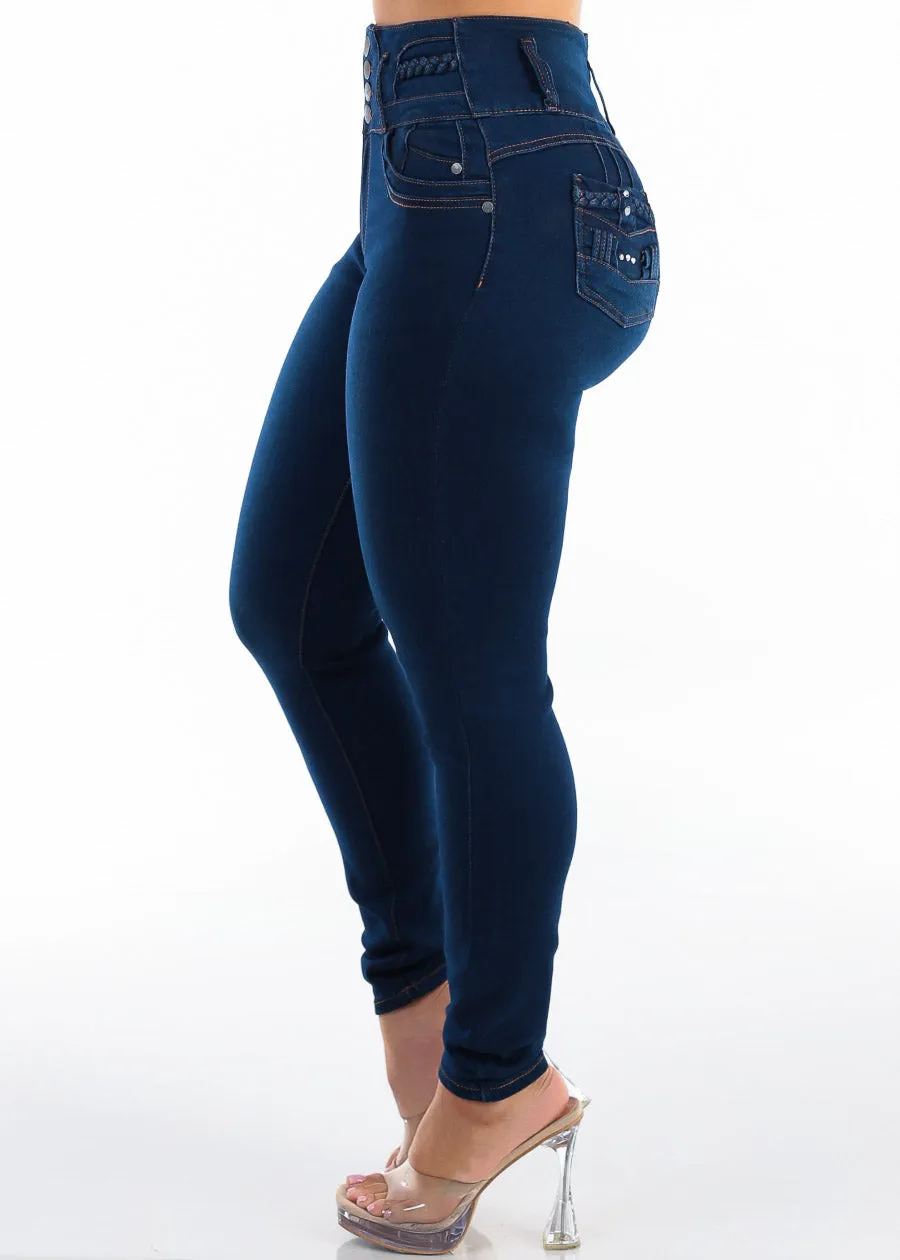 MX JEANS Levantacola Super High Waist Stretch Skinny Jeans Dark Blue sold by Moda product image thumbnail 4