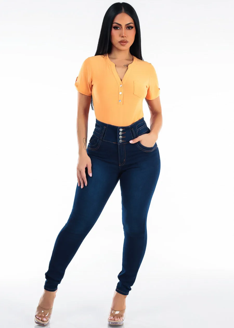 MX JEANS Levantacola Super High Waist Stretch Skinny Jeans Dark Blue sold by Moda product image thumbnail 2