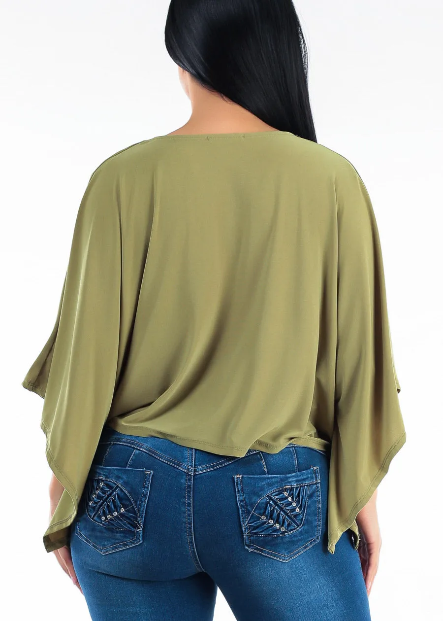 Vneck Poncho-Style Stretch Blouse Olive sold by Moda product image thumbnail 5