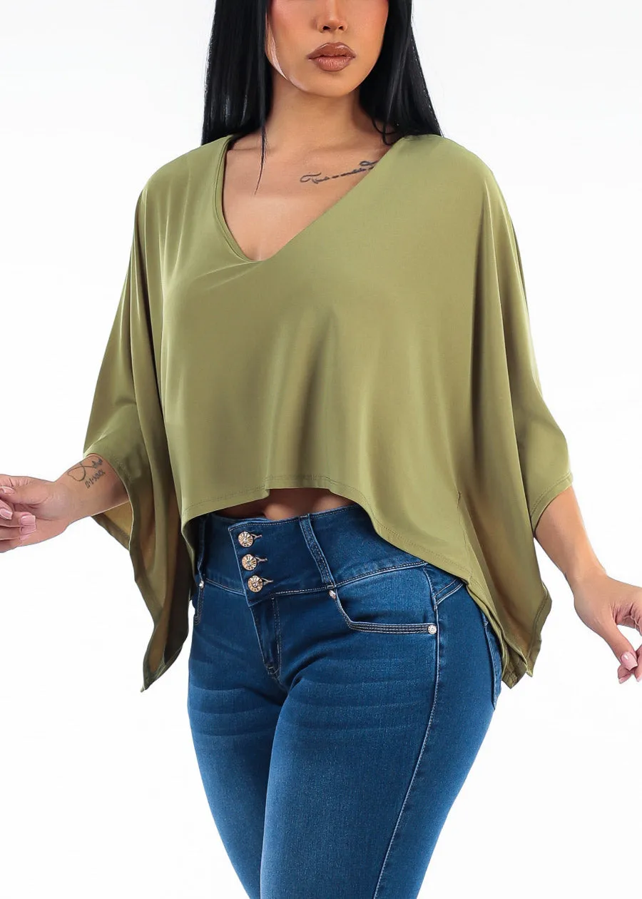 Vneck Poncho-Style Stretch Blouse Olive sold by Moda product image thumbnail 3