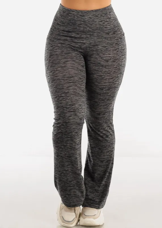 Charcoal High Waisted Wide Leg Yoga Pants sold by Moda
