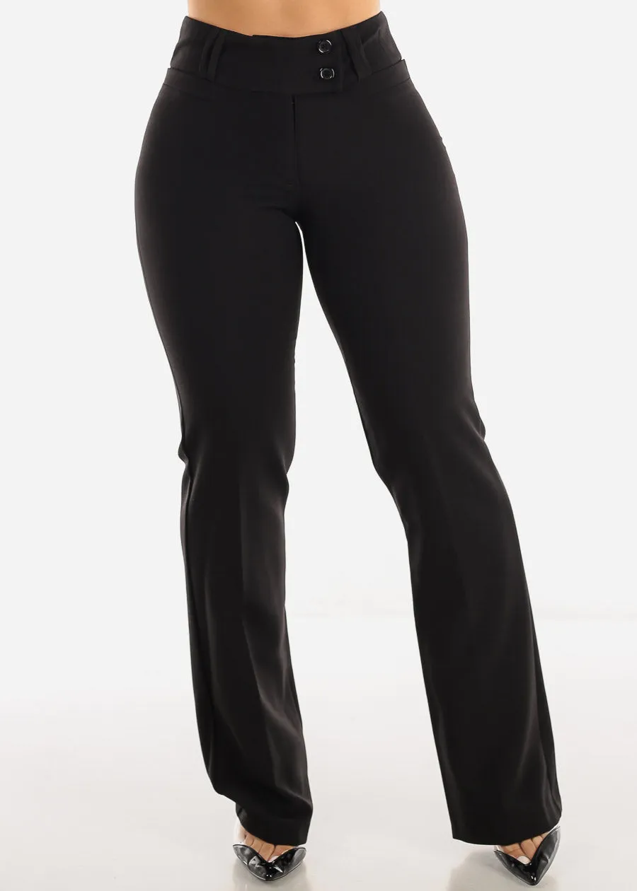 Black High Waisted Stretchy Bootcut Dress Pants sold by Moda