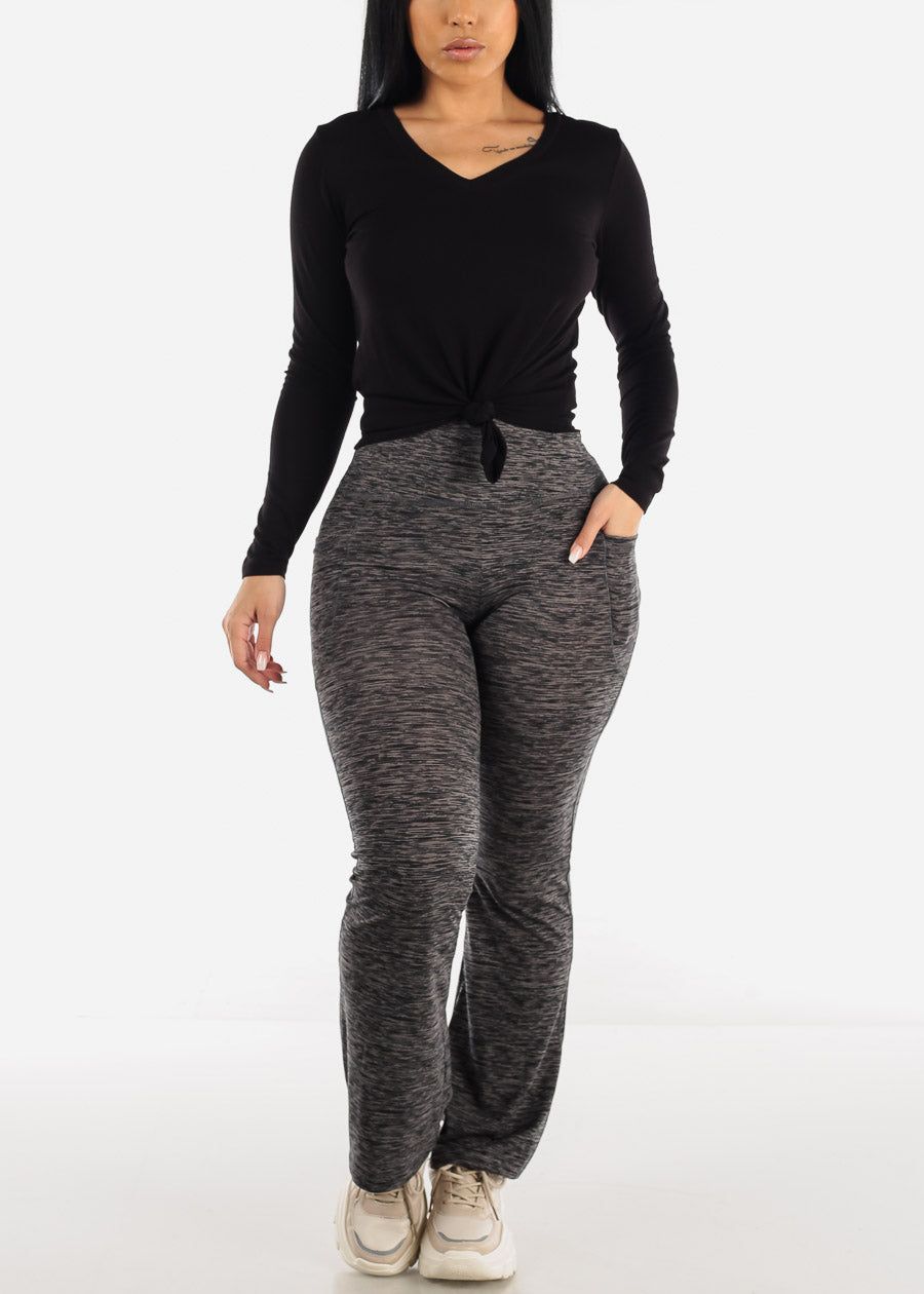 Charcoal High Waisted Wide Leg Yoga Pants sold by Moda product image thumbnail 2