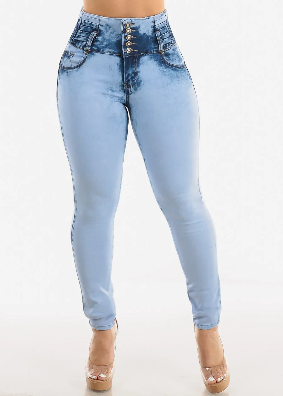 Super High Waist Levantacola Skinny Jeans Acid Wash sold by Moda product image thumbnail 3