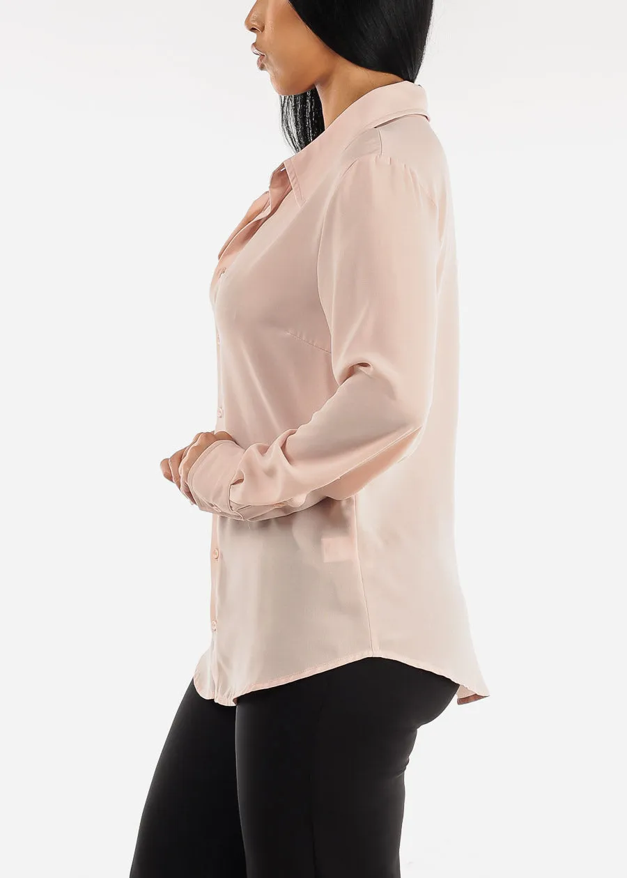 Chiffon Long Sleeve Collared Blouse Light Pink sold by Moda product image thumbnail 4