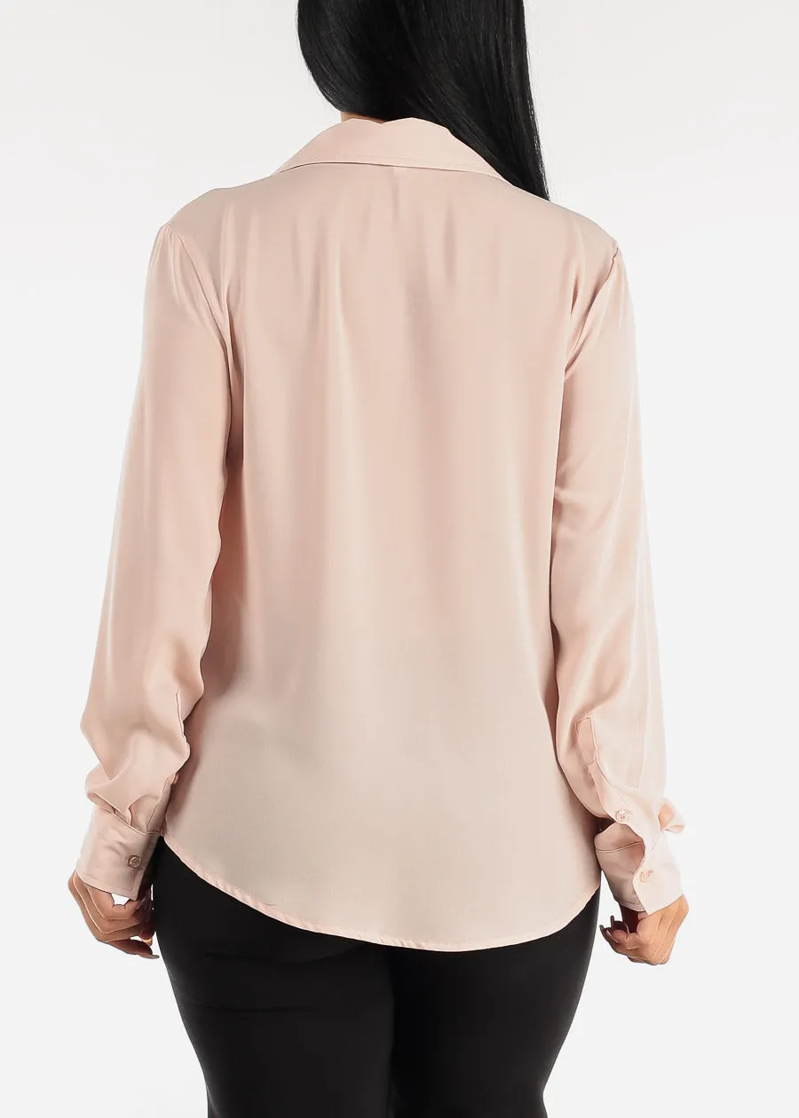 Chiffon Long Sleeve Collared Blouse Light Pink sold by Moda product image thumbnail 5