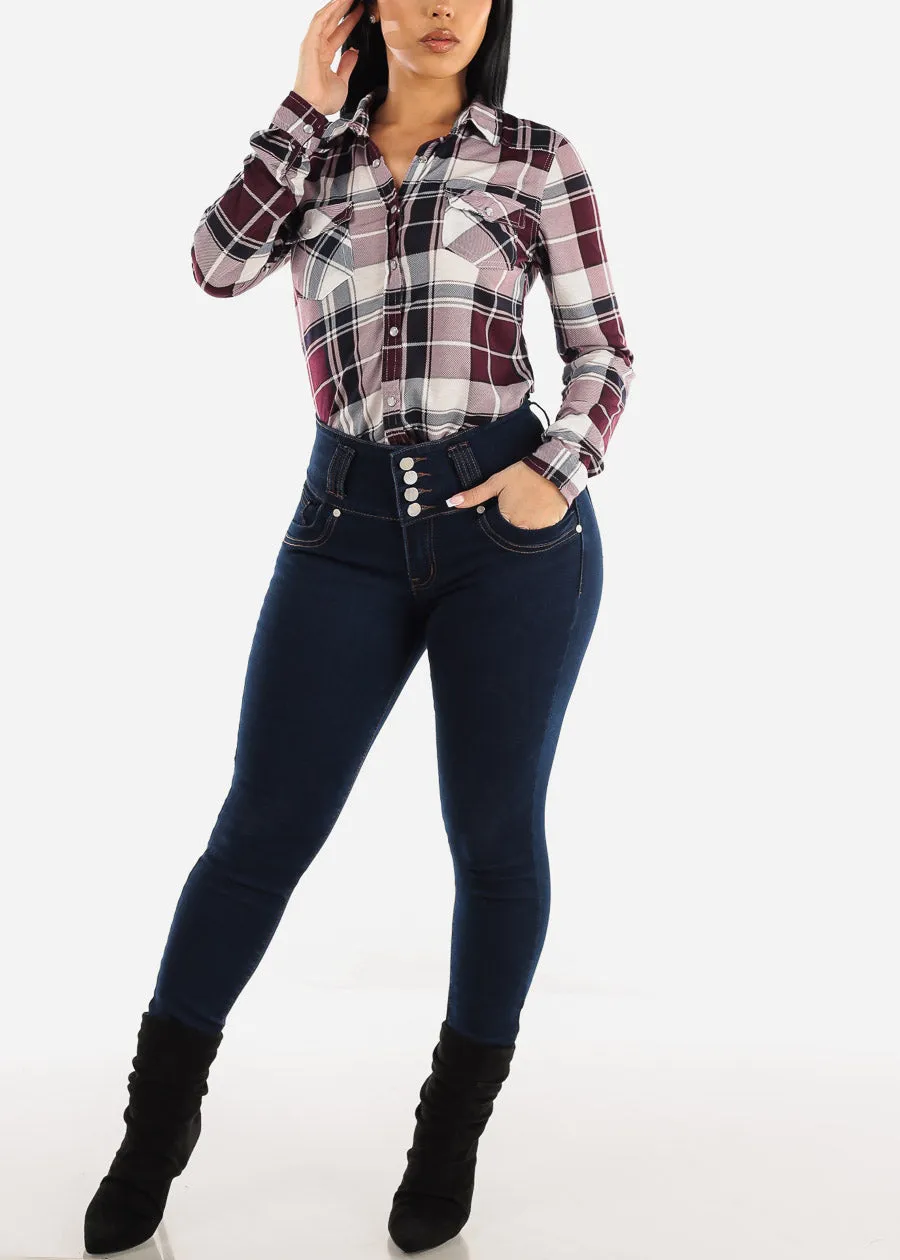 High Waisted Levantacola Dark Wash Skinny Jeans sold by Moda product image thumbnail 2