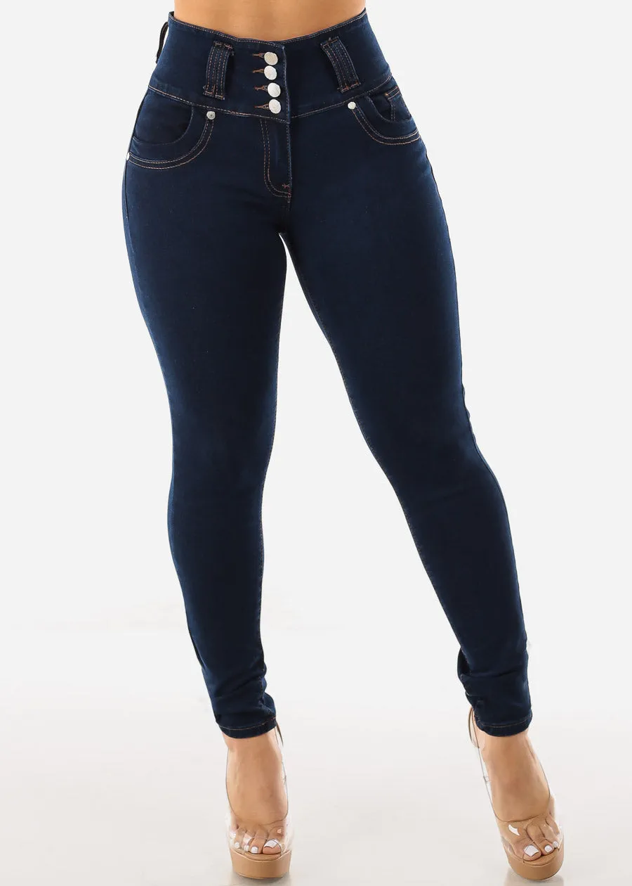 High Waisted Levantacola Dark Wash Skinny Jeans sold by Moda product image thumbnail 3