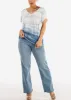 High Waist Wide Leg Straight Stretch Light Jeans sold by Moda