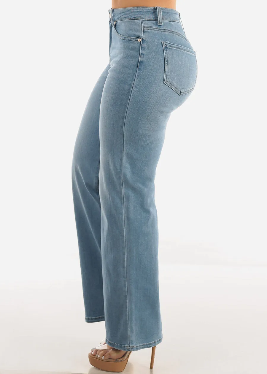 High Waist Wide Leg Straight Stretch Light Jeans sold by Moda product image thumbnail 3