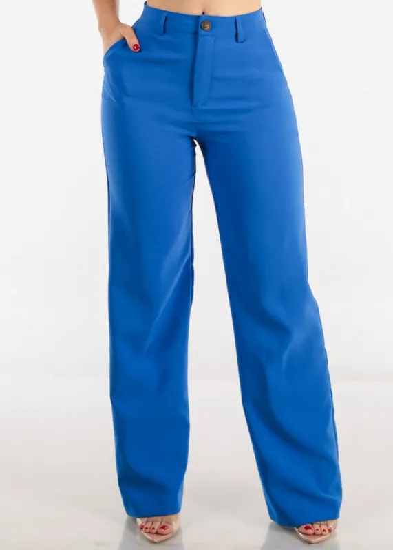 Super High Waisted Formal Straight Dress Pants Royal Blue sold by Moda